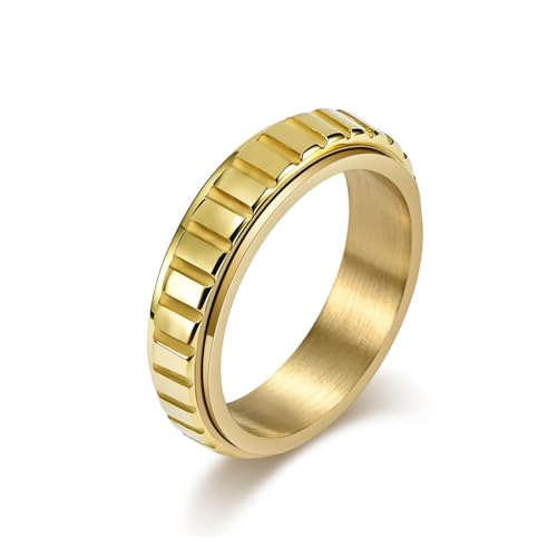 Hmsanase Ring Ringe Damen Bijouterie Herren Drehbarer Gitterring Im Neutralen Stil 7# 金色 von Hmsanase