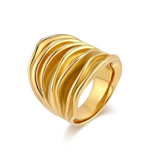 Hmsanase Ring Ringe Damen Bijouterie Herren Faltenring, Damenpersönlichkeit 8# 金色 von Hmsanase