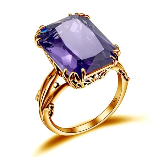 Hmsanase Ring Ringe Damen Bijouterie Herren Frau Ringe Amethyst Rechteck Bankett Party 11 Amethystpy von Hmsanase