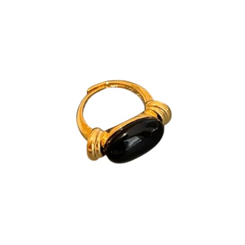 Hmsanase Ring Ringe Damen Bijouterie Herren Minimalistischer Ovaler Ring Für Frauen Paare Schwarze Zirkone Party 17Mm Goldfarbe von Hmsanase