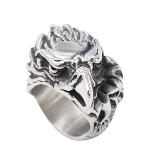 Hmsanase Ring Ringe Damen Bijouterie Herren Vintage Adler Kopf Ring 11号 钢色 von Hmsanase