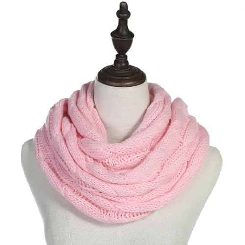 Hmsanase Schals Damen Tücher Halstuch Scarf Frauen Einfarbig Zopf Stricken Wolle Snood Infinity Schal Winter Halswärmer Wasserfall Kragen Kreis Schals Einheitsgröße Rosa von Hmsanase