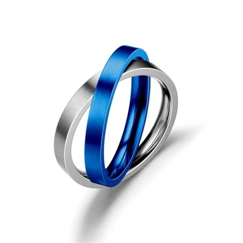 Ring Ringe Damen Bijouterie Herren Unisex Hip-Hop Ring Ineinandergreifende Kreise 10 Silberblau von Hmsanase