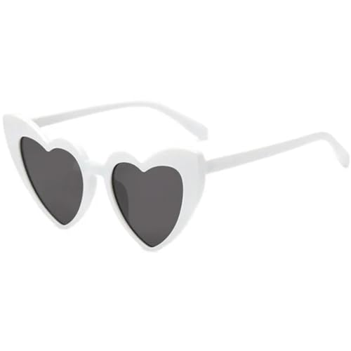 Sonnenbrille Herren Damen Unisex Large Heart Sunglasses Women Vintage Sun Glasses Shades Female Versatile Sunglasses White von Hmsanase