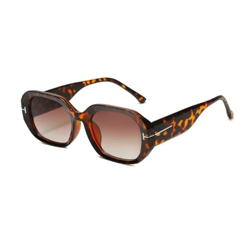 Sonnenbrille Herren Damen Unisex Sunglasses Women's Small Oval Black Sun Glasses Women Goggle Rectangle Eyewear Leopard von Hmsanase