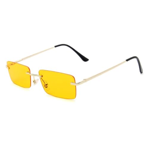 Sonnenbrille Herren Damen Unisex Vintage Rectangle Rimless Sunglasses Women Clear Ocean Lens Eyewear Sun Glasses Yellow von Hmsanase