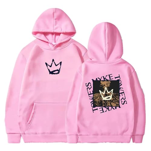 Hnswxw Myke Towers Hoodies Sänger Bedruckte Langarm-Sweatshirts Mode Übergroße Lässige Pullover Kapuzenpullover Streetwear Für Männer Frauen Unisex-Sweatshirt-Black||XS von Hnswxw