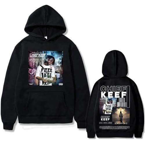 Rapper Chief Keef Kapuzenpullover Almighty So Doppelseitig Bedruckter Hoodie Mode Lässig Plus Size Pullover Vintage Hip Hop Streetwear Loses Langarm-Oberteil-Black||XS von Hnswxw