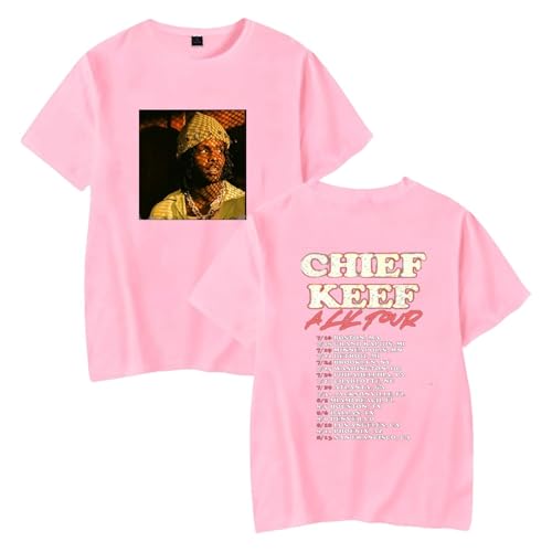 Rapper Chief Keef T-Shirt Bedrucktes T-Shirt Herren Damen Mode Hip Hop Streetwear Vintage Kurzarm Top Lose Plus Size Pullover Herren Und Damen Sportshirt-Black||XS von Hnswxw