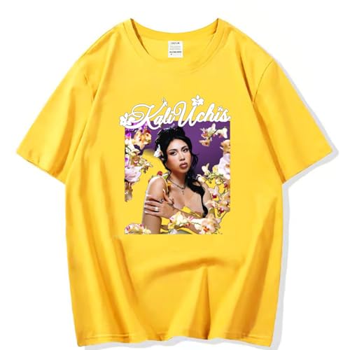 T-Shirt Kali Uchis Rundhalsausschnitt Kurzarm Mode Hip Hop T-Shirt Vintage Kurzarm Top Männer Und Frauen Sport Set Lose Plus Größe Pullover-Black||XS von Hnswxw