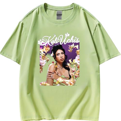 T-Shirt Kali Uchis Rundhalsausschnitt Kurzarm Mode Hip Hop T-Shirt Vintage Kurzarm Top Männer Und Frauen Sport Set Lose Plus Größe Pullover-Black||XS von Hnswxw