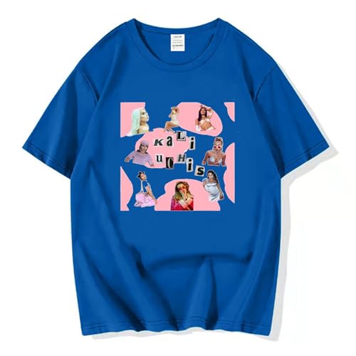 T-Shirt Kali Uchis Rundhalsausschnitt Kurzarm Shirt Mode Hip Hop Vintage Kurzarm Top Männer Und Frauen Sport Set Lose Plus Größe Pullover-Black||XS von Hnswxw