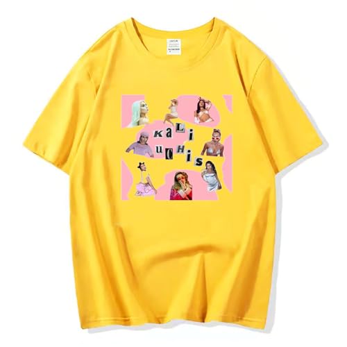 T-Shirt Kali Uchis Rundhalsausschnitt Kurzarm Shirt Mode Hip Hop Vintage Kurzarm Top Männer Und Frauen Sport Set Lose Plus Größe Pullover-Black||XS von Hnswxw