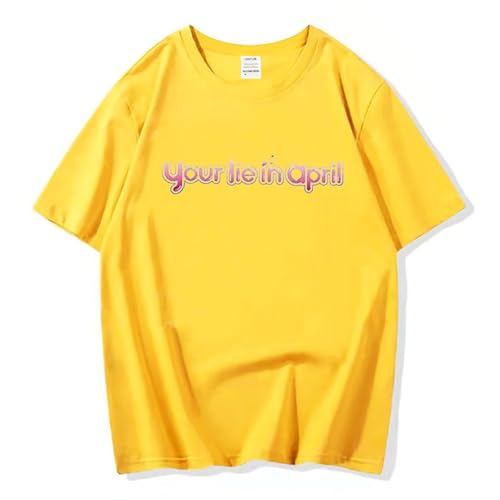 Your Lie In April T-Shirt Rundhalsausschnitt Kurzärmelig Anime-Aufdruck T-Shirt Für Herren Und Damen Sommer Sport Tops Modische Und Bequeme Pullover In Übergröße Anime Fan Kleidung-Black||XS von Hnswxw