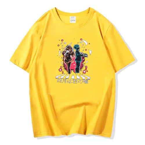 Your Lie in April T-Shirt Rundhalsausschnitt Kurzärmelig Anime Druck T-Shirt Hip Hop Harajuku-Stil Pullover Modisch Locker Übergröße Sommeroberteile Anime Fan Kleidung-Black||XS von Hnswxw