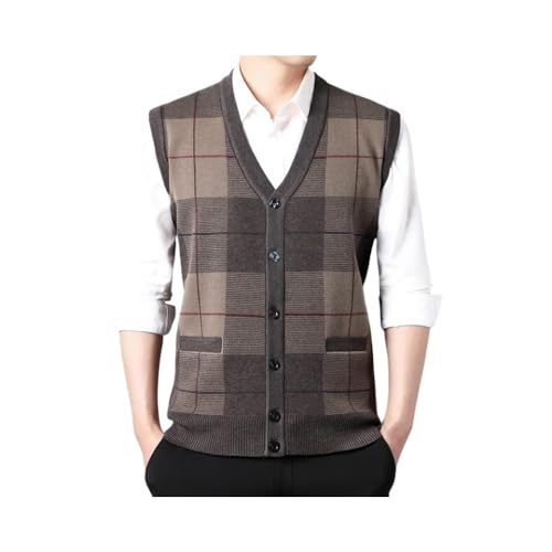 Dicke Pulloverwesten Für Herren, Klassische Strickpullover Mit V-Ausschnitt, Weste, Ärmellose Strickjacke Aus Wollmischung, Warme Karierte Tanktops, Strickwesten Mit Knöpfen Und Taschen, Braun, L Dicke Pulloverwesten Für Herren, Klassische Strickpullover Mit V-Ausschnitt, Weste, Ärmellose Strickjacke Aus Wollmischung, Warme Karierte Tanktops, Strickwesten Mit Knöpfen Und Taschen, Braun, L von HoLiv