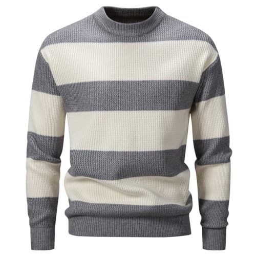 Herren-Pullover Mit Rundhalsausschnitt, Warme Winterpullover, Grob Gestrickte Streifenpullover, Graue Langärmlige Strickwaren, Pullover Für Herren, Lässige Sweatshirt-Pullover, M Herren-Pullover Mit Rundhalsausschnitt, Warme Winterpullover, Grob Gestrickte Streifenpullover, Graue Langärmlige Strickwaren, Pullover Für Herren, Lässige Sweatshirt-Pullover, M von HoLiv