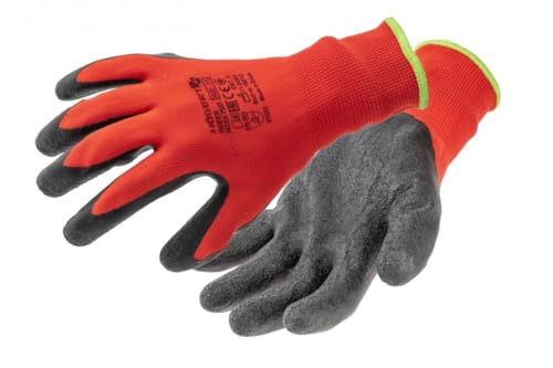 Högert Technik RODER latexbeschichtete Schutzhandschuhe rot/schwarz Größe 9, hohe Abriebfestigkeit, flexibler Grip, ideal für präzise Montage- und Wartungsarbeiten von Högert Technik