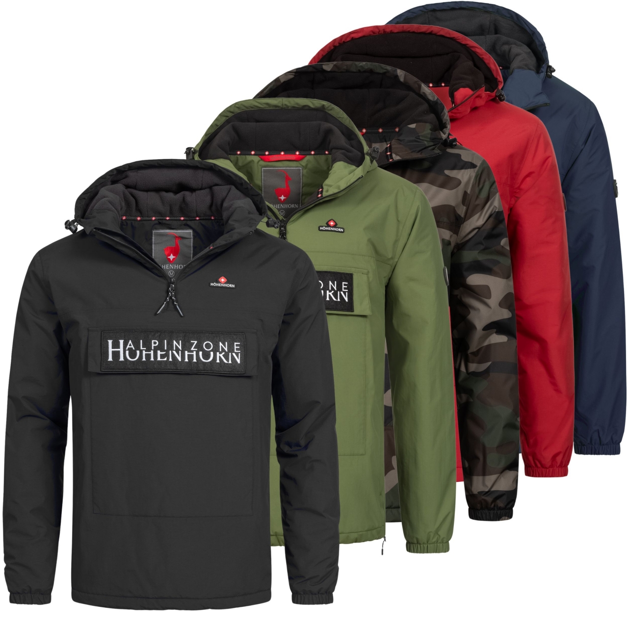 Höhenhorn Allesso Herren Jacke mit Bauchtasche Windbreaker Gefüttert 3XL Schwarz von Höhenhorn