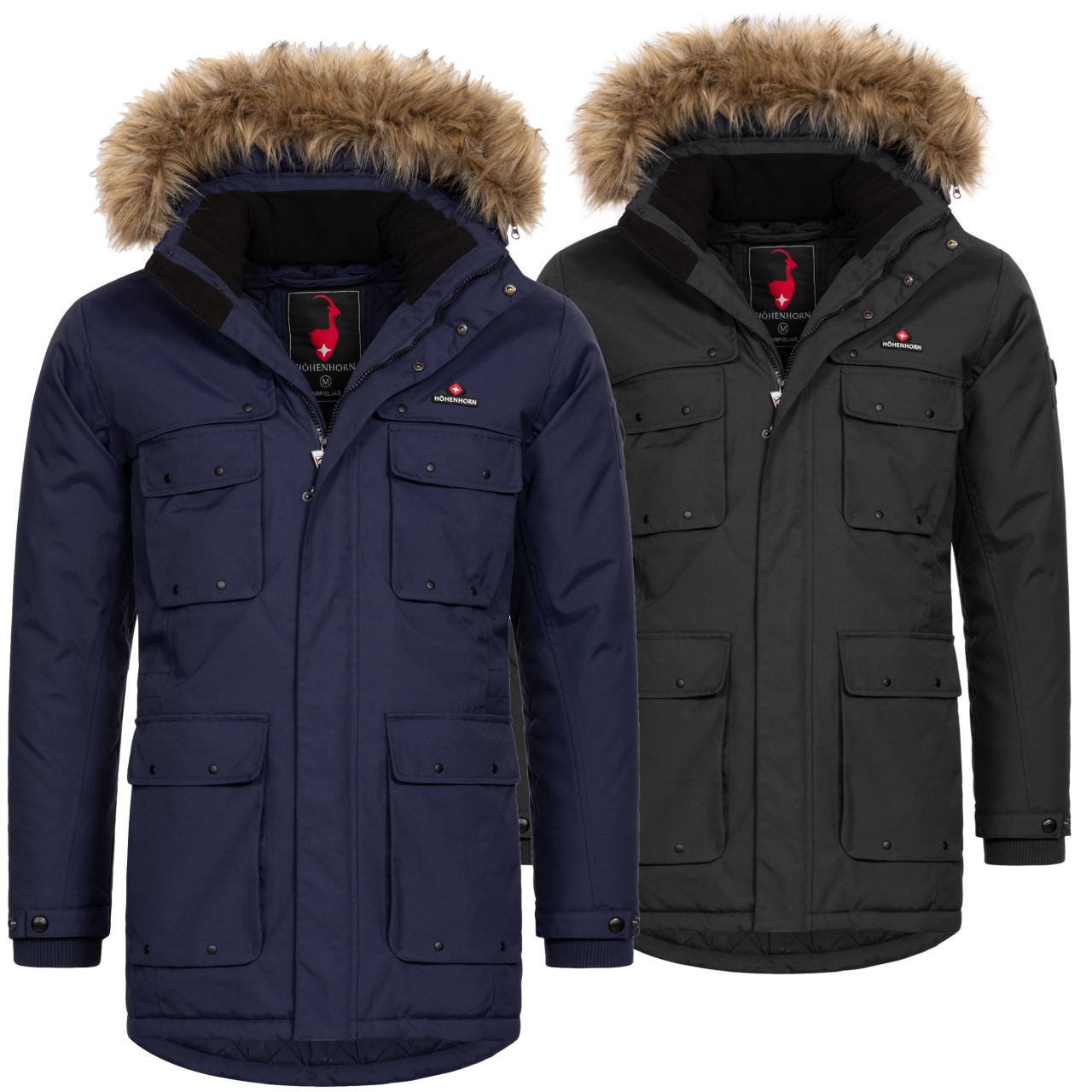 Höhenhorn Arpiglias Herren Winter Jacke Parka Parker mit Kunstfell Gefüttert XXL Schwarz von Höhenhorn