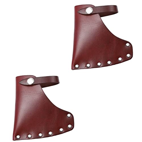 Hoement 2 STK -beschützer Axtkopfscheide Campingbeilscheide Hackschutz Gürtelholster Haltegurt Campingzubehör Camping Beil Ärmel Hülle Abdecken Axthalter Gürtel Brown Rindsleder von Hoement