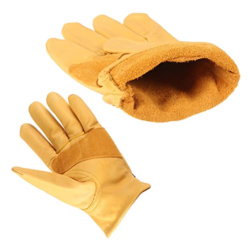 Hoement Vintage Unisex Handschuhe Für Winter Verdickte Und Verschleißfeste Anti Rutsch Funktion Ideal Zum Fahren Radfahren Und Camping Gelb Größe L Für Herren Und Damen von Hoement