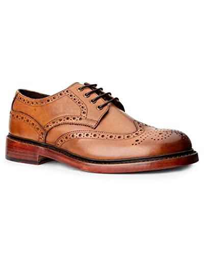 Hoggs of Fife Muirfield Brogue Shoe Rubber Sole Burnished Tan von Hoggs of Fife