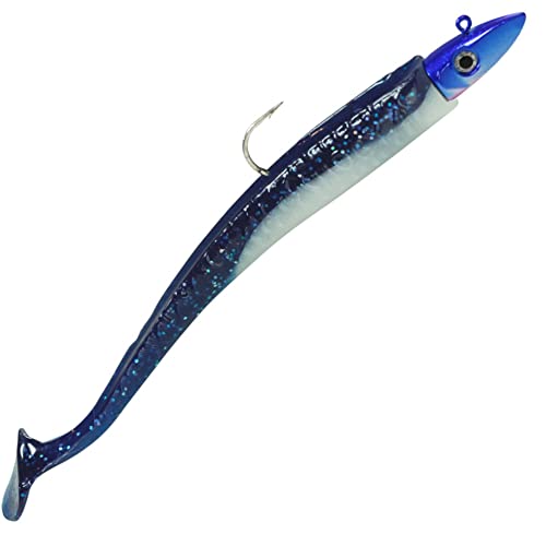 Hogy Twitcher + Paddle 20cm Gummifisch blue/black, Gewicht:125g Jigkopf / 150g gesamt von Hogy