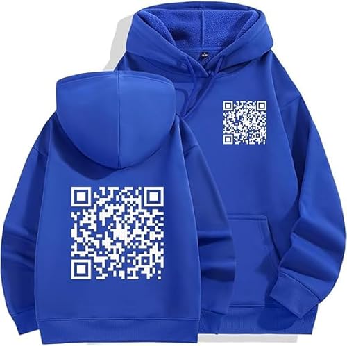 Funny FU QR Code Hoodie, FU QR Code Sweatshirt, QR Scan Code Funny Joke Pullover Qrcode Hoodie for Women Men (Blue,Large) von Hohny