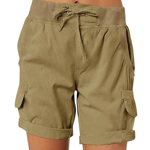 High Waist Ladies Casual Loose Shorts, Womens Shorts Dressy Casual, 2024 Spring Hiking Outdoor Lounge Shorts (2XL,Camel) von Hohny