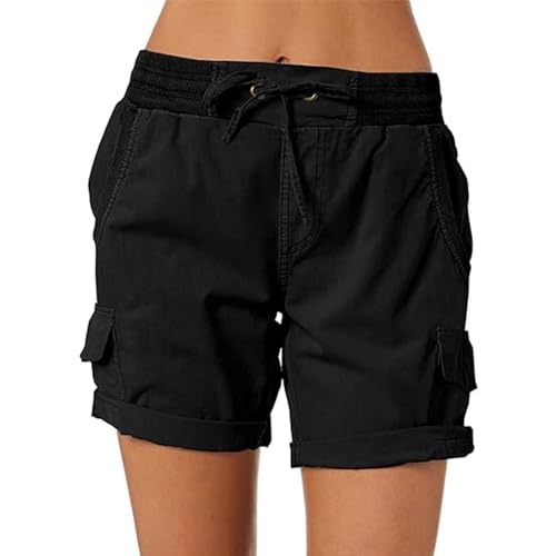 High Waist Ladies Casual Loose Shorts, Womens Shorts Dressy Casual, 2024 Spring Hiking Outdoor Lounge Shorts (M,Black) von Hohny