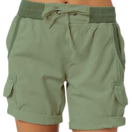 High Waist Ladies Casual Loose Shorts, Womens Shorts Dressy Casual, 2024 Spring Hiking Outdoor Lounge Shorts (S,Green) von Hohny