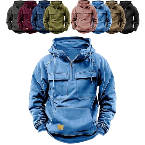 Men Tactical Sweatshirt Half Zip Hoodie Men Tactical Jacket for Men Tactical Hoodies for Mens Long Sleeve (Blue,M) von Hohny