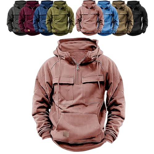 Men Tactical Sweatshirt Half Zip Hoodie Men Tactical Jacket for Men Tactical Hoodies for Mens Long Sleeve (Pink,L) von Hohny