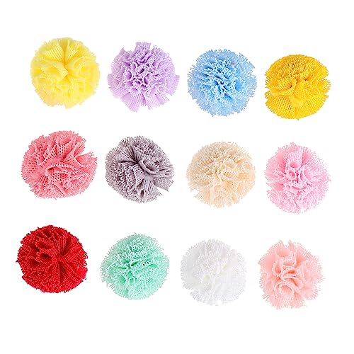 Hohopeti 120St Mesh-Bouquet Fuzzy Pom Pom Bälle Pom-Pom-Kugeln Schlüsselanhänger Pom Pom Bälle Anhänger für die Schmuckherstellung Kinder bastelset basteln für Kinder Haarschmuck Netzbommel von Hohopeti