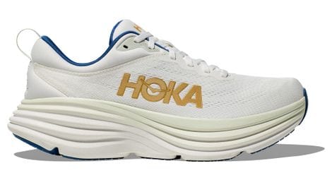 hoka bondi 8 running schuhe weis blau gold herren von Hoka One One