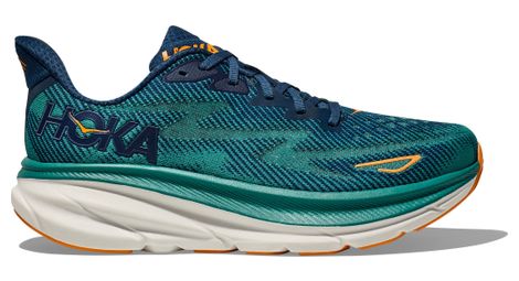 hoka clifton 9 large 2e blau orange herren laufschuhe von Hoka One One