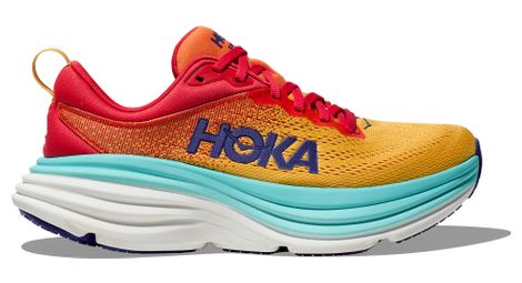 hoka one one bondi 8 running schuhe rot orange blau herren von Hoka One One