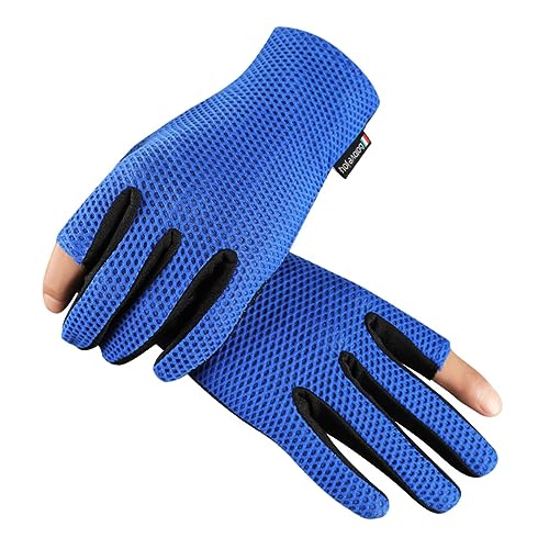 Holibanna 1 Paar 2 Outdoor-Handschuhe Fahrradhandschuhe 2 Fingergeschnittene Handschuhe Atmungsaktive Sporthandschuhe Blue von Holibanna