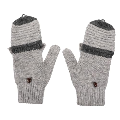 Holibanna 1 Paar Gestrickte Damenhandschuhe Finger Winterhandschuhe Herren Fäustlinge Handschuhe Frauen Abs Berühren Skihandschuhe Damen Kalt Handschuhe Männer Hände Schal Wärmer Grey Stoff von Holibanna