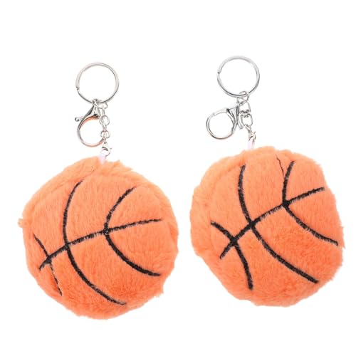 Holibanna 2St Basketball-Schlüsselanhänger Basketball schlüsselanhänger fußball schlüsselanhänger Sport-Schlüsselanhänger Basketballballkissen Mini-Basketball Sportkissen Plüsch Orange von Holibanna