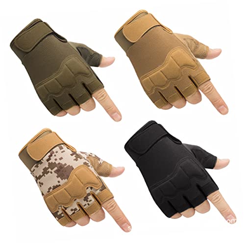 Holibanna Halbfinger Fahrradhandschuhe Für Herren rutschfeste Sporthandschuhe Für Fitness Und Radfahren Taktische Outdoor Handschuhe Sandfarbe Paratrooper von Holibanna