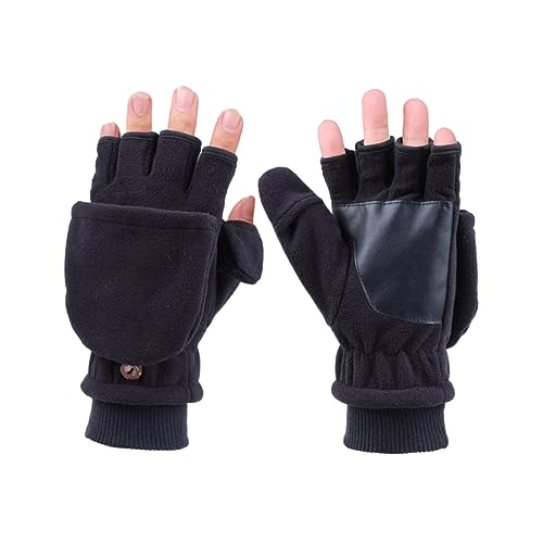 Holibanna Halbfinger Handschuhe Für Erwachsene Winddichter Outdoor Handschuh Verdicktem Material Und Knopf Ideal Für Gartenarbeit Und Segeln Herren Schwarz von Holibanna