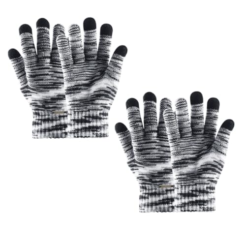 Holibanna Wollstrick Touchscreen Handschuhe Für Winter Vollfingerhandschuhe Schwarz Und Weiß Warm Und Stylisch Ideal Für Smartphone Nutzung Unisex Design Für Damen Und Herren von Holibanna