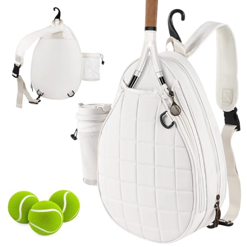 Homaisson Multi-Taschen-Tennistasche, Tennisrucksack für 2 Schläger, gesteppte Crossbody-Tasche, wasserdichter Tennisschlingen-Rucksack für Damen und Herren, Sport-Pickleball-Tasche von Homaisson