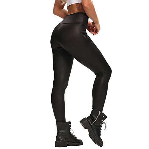 Black PU Lederhose Frauen Hohe Taille Skinny Push Up Leggings Sexy Elastische Hose Stretch Hose Skinny (Color : Snake Pattern Black, Size : XXL.) von Homeilteds