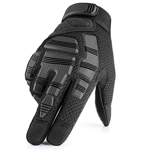 Homeilteds Handschuhe Tarnung Armee Militär Kampf SWAT Schutzvollfinger-Handschuh Anti-Skid Adjustable (Color : Black, Gloves Size : M (18cm 19cm)) von Homeilteds