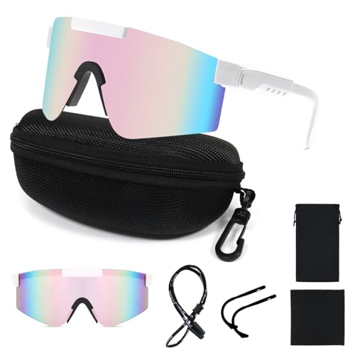 Homelyxe Schnelle Brille Herren Damen Fahrradbrille Sport Sonnenbrille UV400 Schutz Sportbrille Winddicht Rennrad Brille Verstellbare Fahrrad Brille für Rave Laufen Fahrradsport Bergsteigen Rosa von Homelyxe