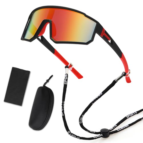 Schnelle Brille Fahrrad Sonnenbrille Herren Polarisierte Fahrradbrille Damen Sportbrille UV400 Schutzbrille Laufbrille Winddicht Radbrille für Radfahren Fahren Laufen Golf Ski Bergsteigen Angeln Rot Schnelle Brille Fahrrad Sonnenbrille Herren Polarisierte Fahrradbrille Damen Sportbrille UV400 Schutzbrille Laufbrille Winddicht Radbrille für Radfahren Fahren Laufen Golf Ski Bergsteigen Angeln Rot von Homethrive
