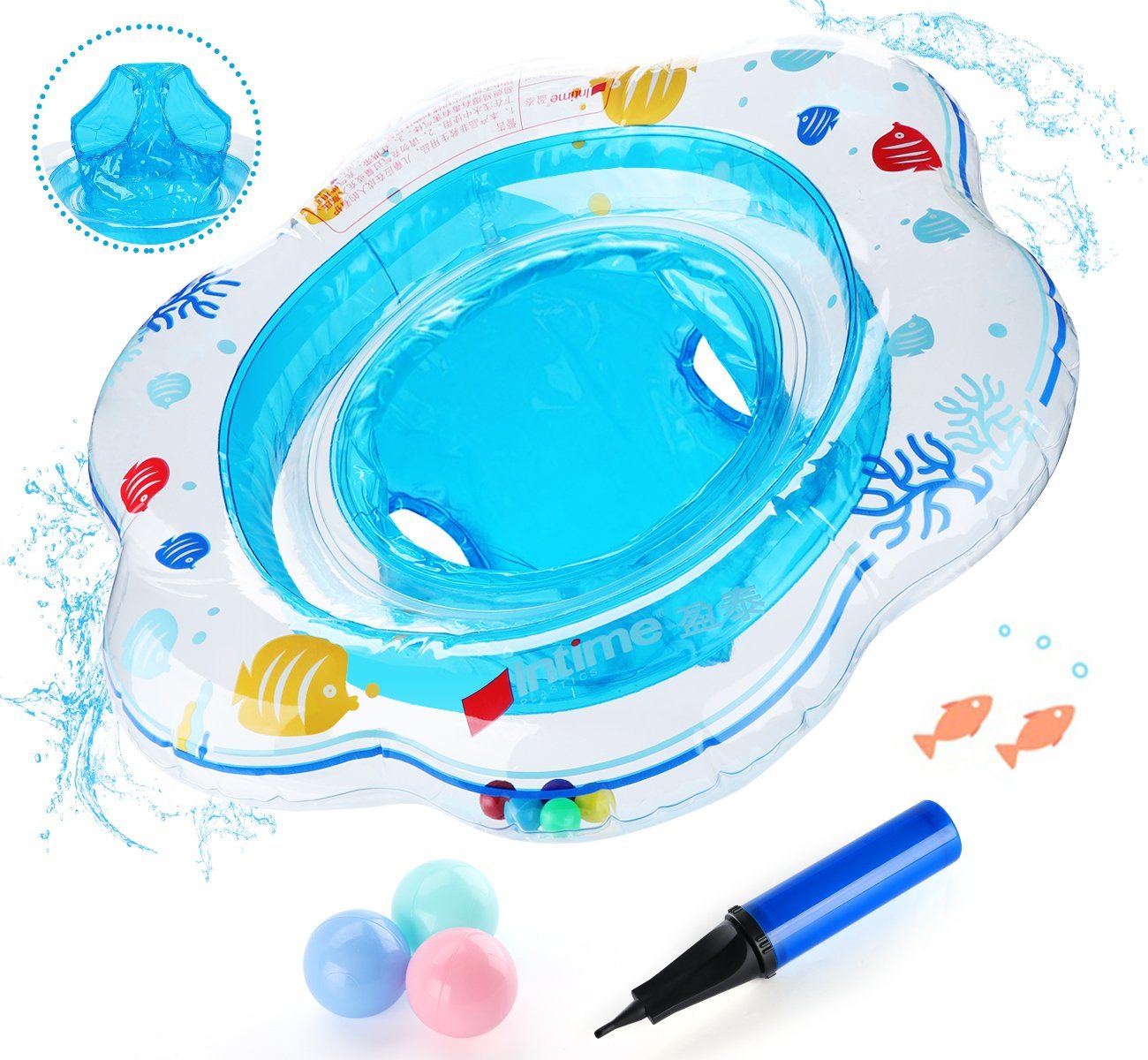 Homewit Schwimmsitz Baby Schwimmring Aufblasbarer Schwimmhilfe (Set, 1-tlg., 1 St. Luftpumpe + 3 St. Bällebad), für Kleinkinder ab 6 Monate bis 3 Jahre von Homewit